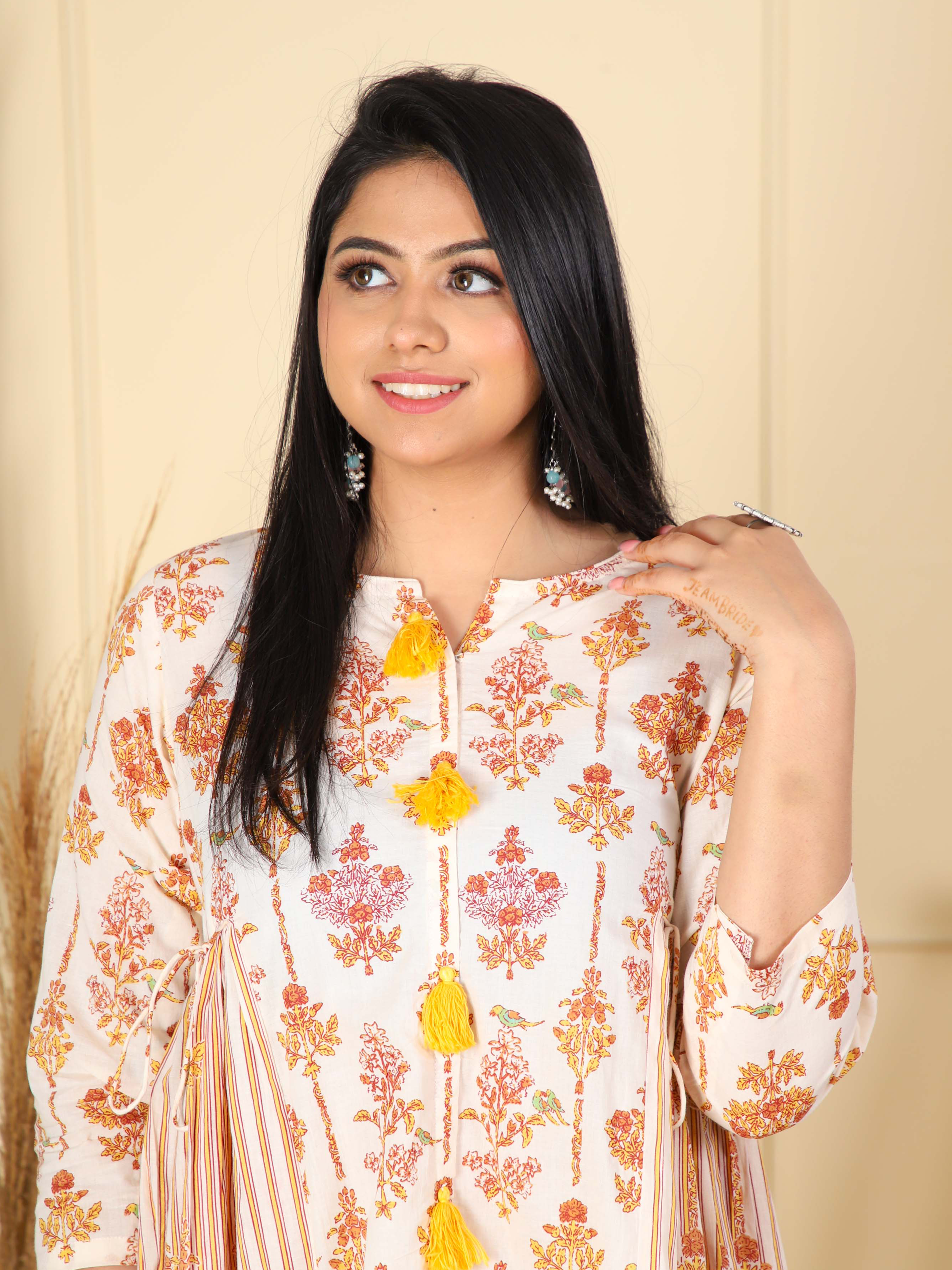 Cotton Printed Kurta with Pants